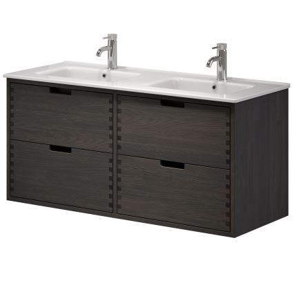 Kupaonski ormarić s umivaonikom GRIBSKOV 120 cm smeđa/hrast/bijela