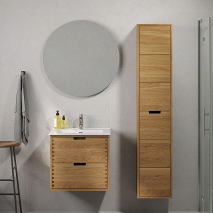 Kupaonski ormarić s umivaonikom GRIBSKOV 60 cm bež/hrast/bijela