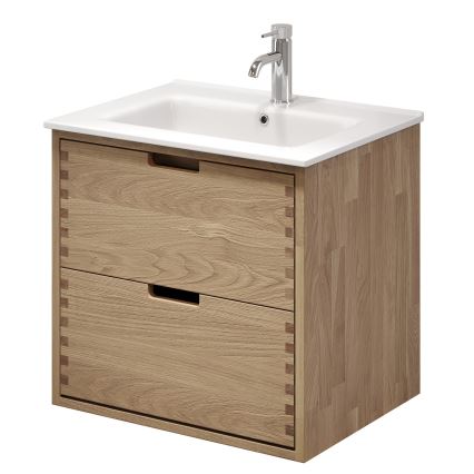 Kupaonski ormarić s umivaonikom GRIBSKOV 60 cm bež/hrast/bijela