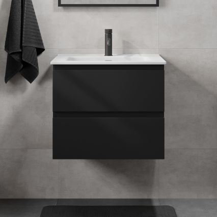 Kupaonski ormarić s umivaonikom KENWOOD 61x52x47 cm crni/bijeli
