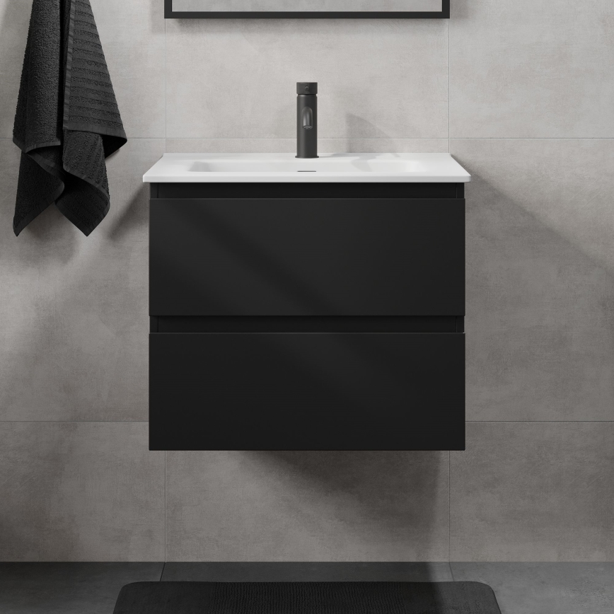 Kupaonski ormarić s umivaonikom KENWOOD 61x52x47 cm crni/bijeli