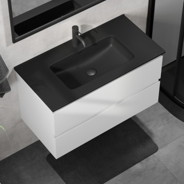 Kupaonski ormarić s umivaonikom KENWOOD 91 cm bijela/crna