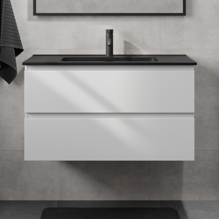 Kupaonski ormarić s umivaonikom KENWOOD 91 cm bijela/crna