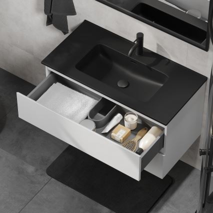 Kupaonski ormarić s umivaonikom KENWOOD 91 cm bijela/crna
