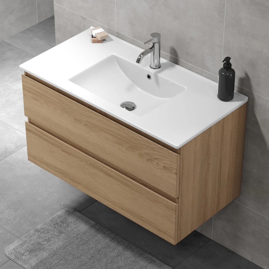 Kupaonski ormarić s umivaonikom KENWOOD 91 cm hrast