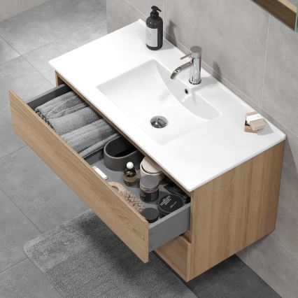 Kupaonski ormarić s umivaonikom KENWOOD 91 cm hrast