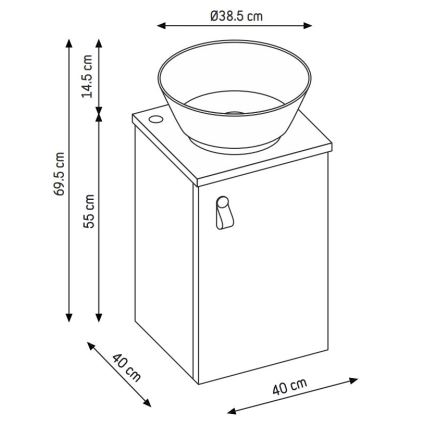 Kupaonski ormarić s umivaonikom TAARNHOLM crni