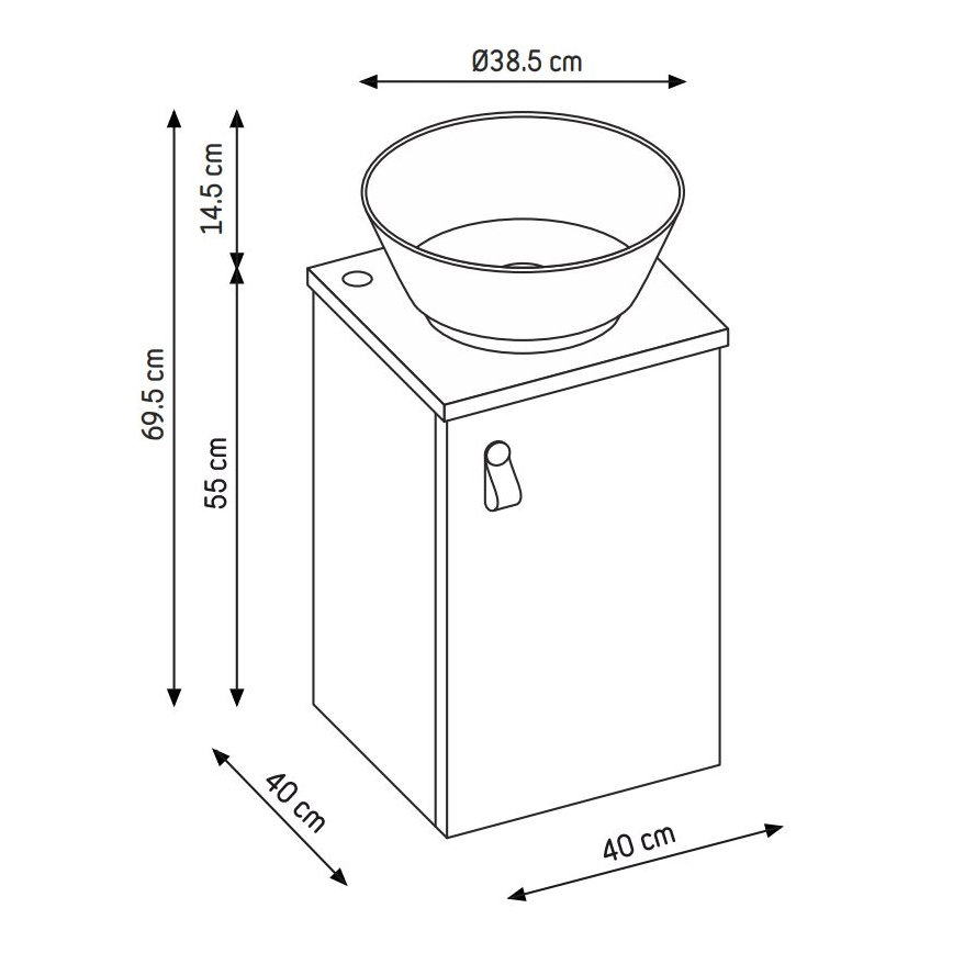 Kupaonski ormarić s umivaonikom TAARNHOLM, sivi