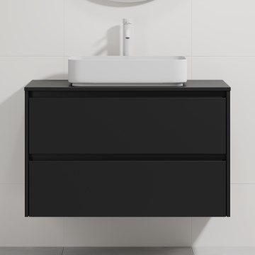 Kupaonski ormarić s umivaonikom TRONDHEIM/LJORDAL 90x57x46 cm crni/bijeli