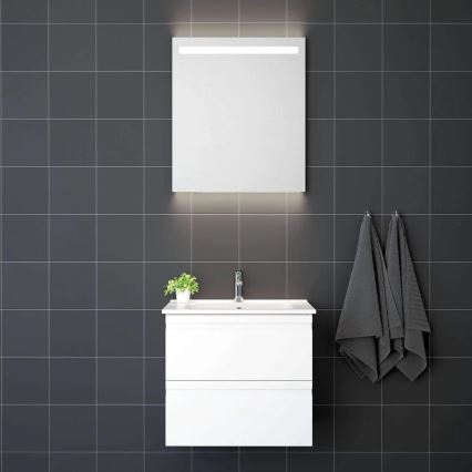 Kupaonski ormarić s umivaonikom VIGO + zidno LED ogledalo s pozadinskim osvjetljenjem, LED/10W/230V, IP44, u bijeloj boji