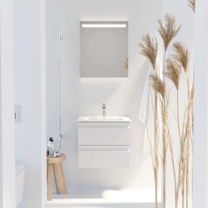 Kupaonski ormarić s umivaonikom VIGO + zidno LED ogledalo s pozadinskim osvjetljenjem, LED/10W/230V, IP44, u bijeloj boji