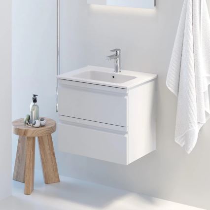 Kupaonski ormarić s umivaonikom VIGO + zidno LED ogledalo s pozadinskim osvjetljenjem, LED/10W/230V, IP44, u bijeloj boji