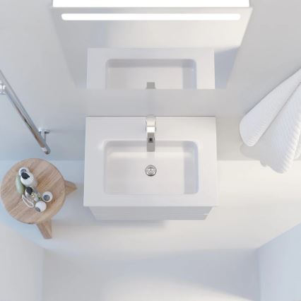 Kupaonski ormarić s umivaonikom VIGO + zidno LED ogledalo s pozadinskim osvjetljenjem, LED/10W/230V, IP44, u bijeloj boji