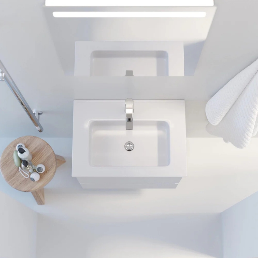 Kupaonski ormarić s umivaonikom VIGO + zidno LED ogledalo s pozadinskim osvjetljenjem, LED/10W/230V, IP44, u bijeloj boji