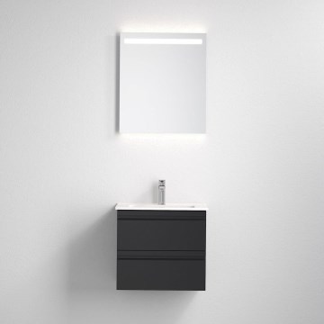Kupaonski ormarić s umivaonikom VIGO + LED zidno ogledalo s pozadinskim osvjetljenjem LED/10W/230V IP44 crna