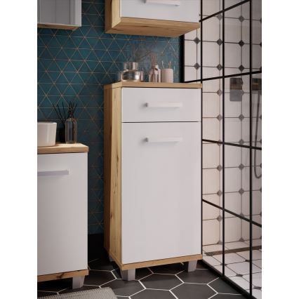 Kupaonski ormarić VENOM, bijeli/hrast artisan