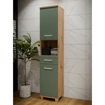 Kupaonski ormarić VENOM zelena/hrast Artisan