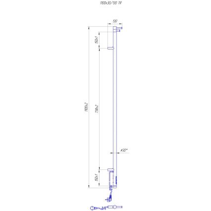 Kupaonski radijator RAY 25W/230V 110x30 cm IP44 nehrđajući čelik/crna