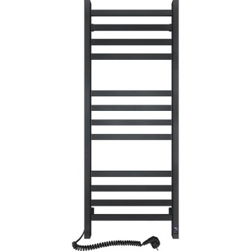 Kupaonski radijator za ručnike s termostatom AVANGARD 459W/230V 120,6 cm IP44 crni lijevi četvrtast