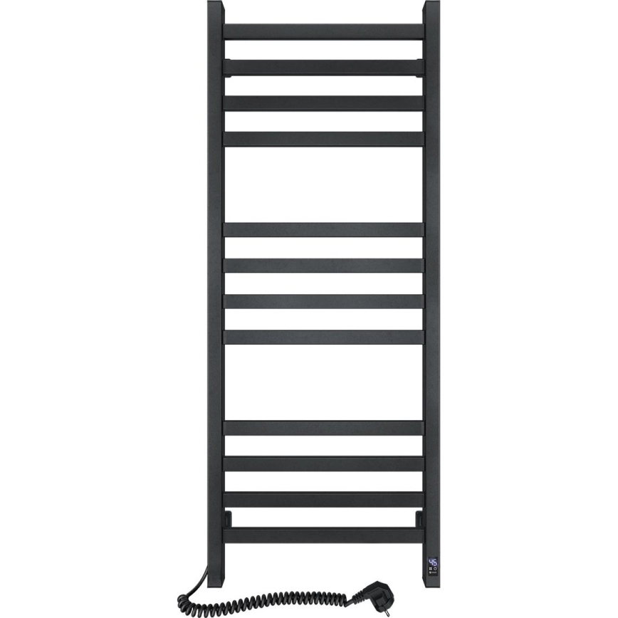 Kupaonski radijator za ručnike s termostatom AVANGARD 459W/230V 120,6 cm IP44 crni lijevi četvrtast