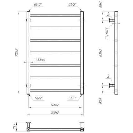 Kupaonski rebrasti radijator INOX TOKIO 161W/230V 77x53 cm nehrđajući čelik/antracit