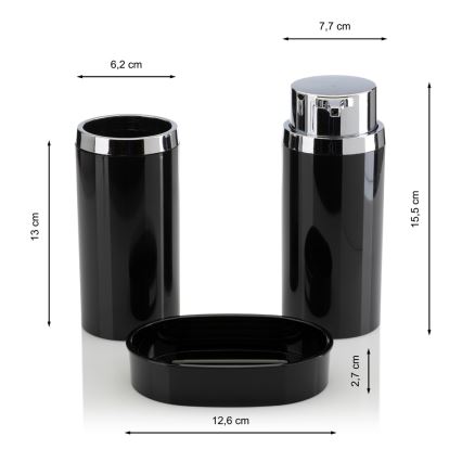 Kupaonski set CARMEN 5 kom crna/sjajni krom