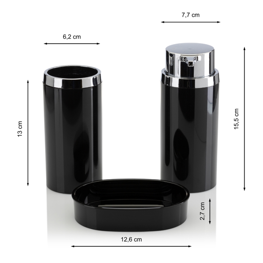 Kupaonski set CARMEN 5 kom crna/sjajni krom