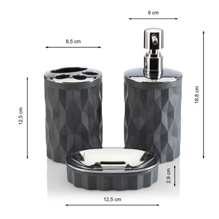 Kupaonski set REINA 5 kom antracit/sjajni krom
