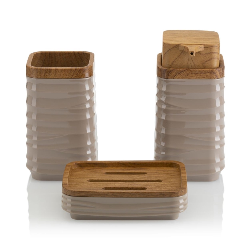 Kupaonski set WAVE 5 komada bež/smeđa