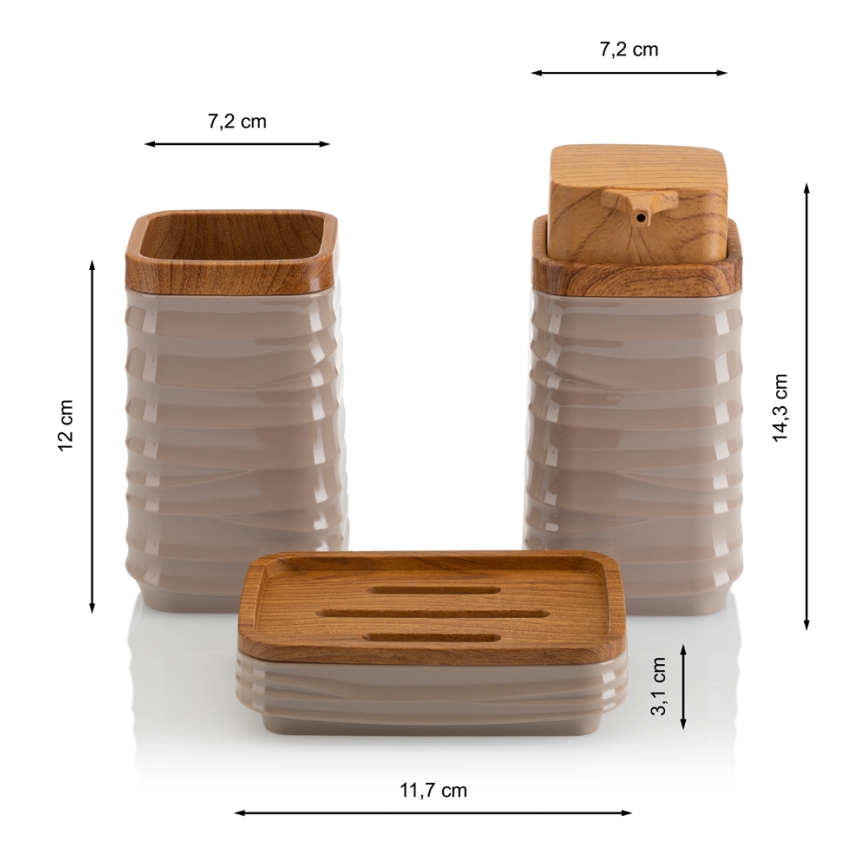 Kupaonski set WAVE 5 komada bež/smeđa