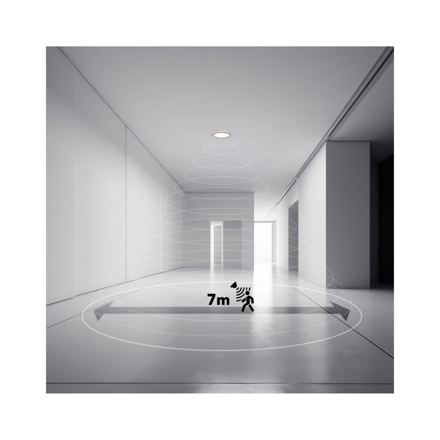 LED kupaonsko svjetlo s senzorom pokreta i sumraka NIVERA LED/12W/230V IP54 3000/4000/6000K promjer 22,5 cm crno + daljinski upravljač