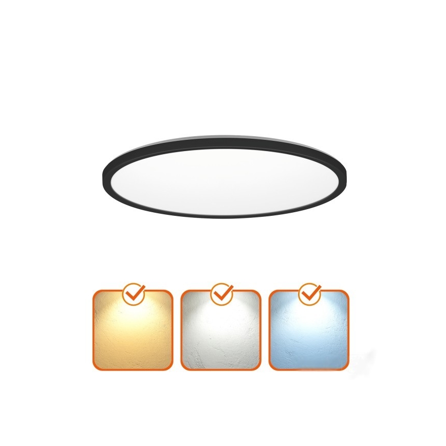 LED kupaonsko svjetlo s senzorom pokreta i sumraka NIVERA LED/12W/230V IP54 3000/4000/6000K promjer 22,5 cm crno + daljinski upravljač