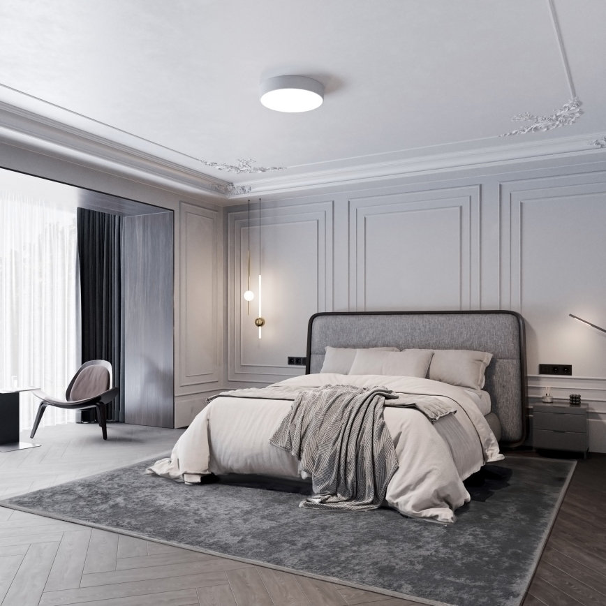 Kupaonsko stropno svjetlo s ugrađenim senzorom CLEO 4xE27/24W/230V, promjer 50 cm, IP54, siva