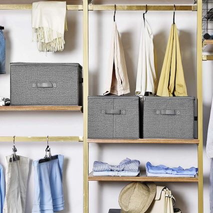 Kutije za pohranu s patentnim zatvaračem, 3 kom, CURAN, siva