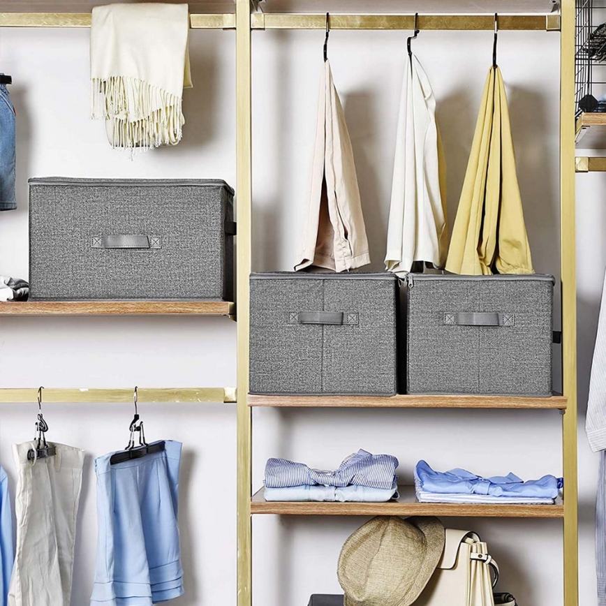 Kutije za pohranu s patentnim zatvaračem, 3 kom, CURAN, siva