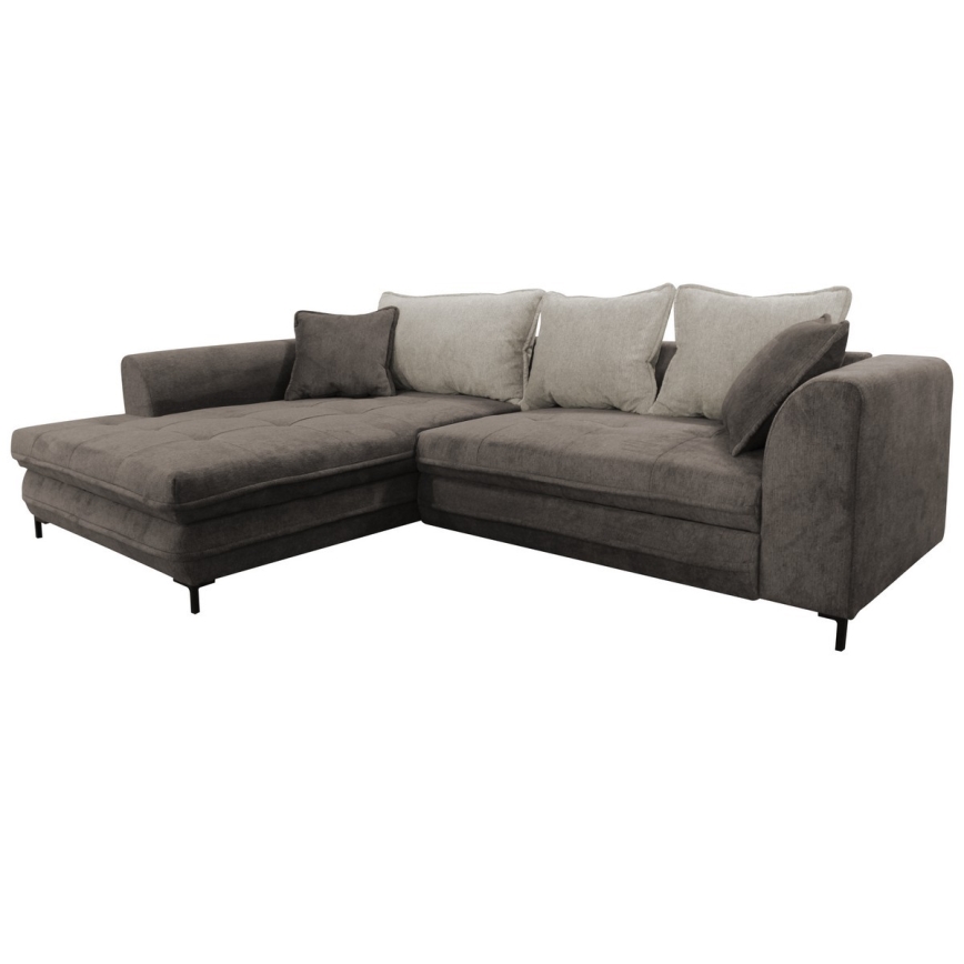 Kutna garnitura na razvlačenje s spremištem u obliku L LAGOA, lijeva, taupe/siva