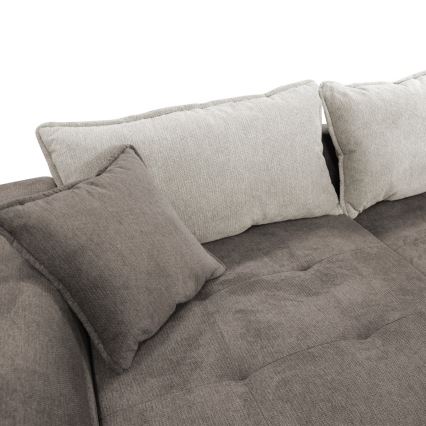 Kutna garnitura na razvlačenje s spremištem u obliku L LAGOA, lijeva, taupe/siva