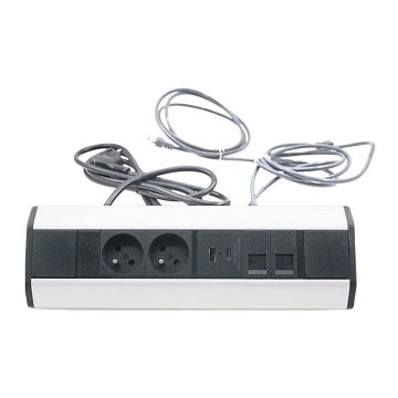Kutna lajsna s utičnicama 2x 230V + 2x USB + 2x RJ45 230V