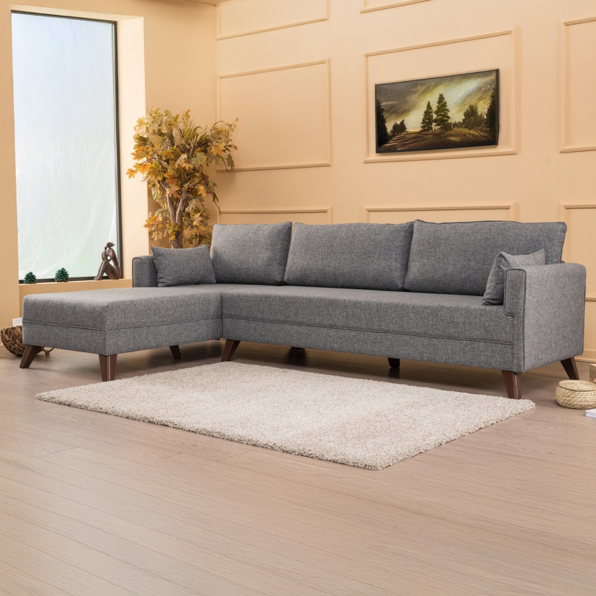 Kutna sjedeća garnitura KORFU u obliku slova L, siva, lijeva