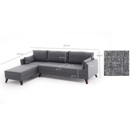 Kutna sjedeća garnitura KORFU u obliku slova L, siva, lijeva