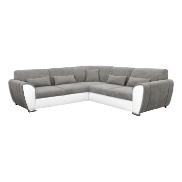 Kutna sofa sa prostorom za pohranu L VISEU lijevo siva/bijela