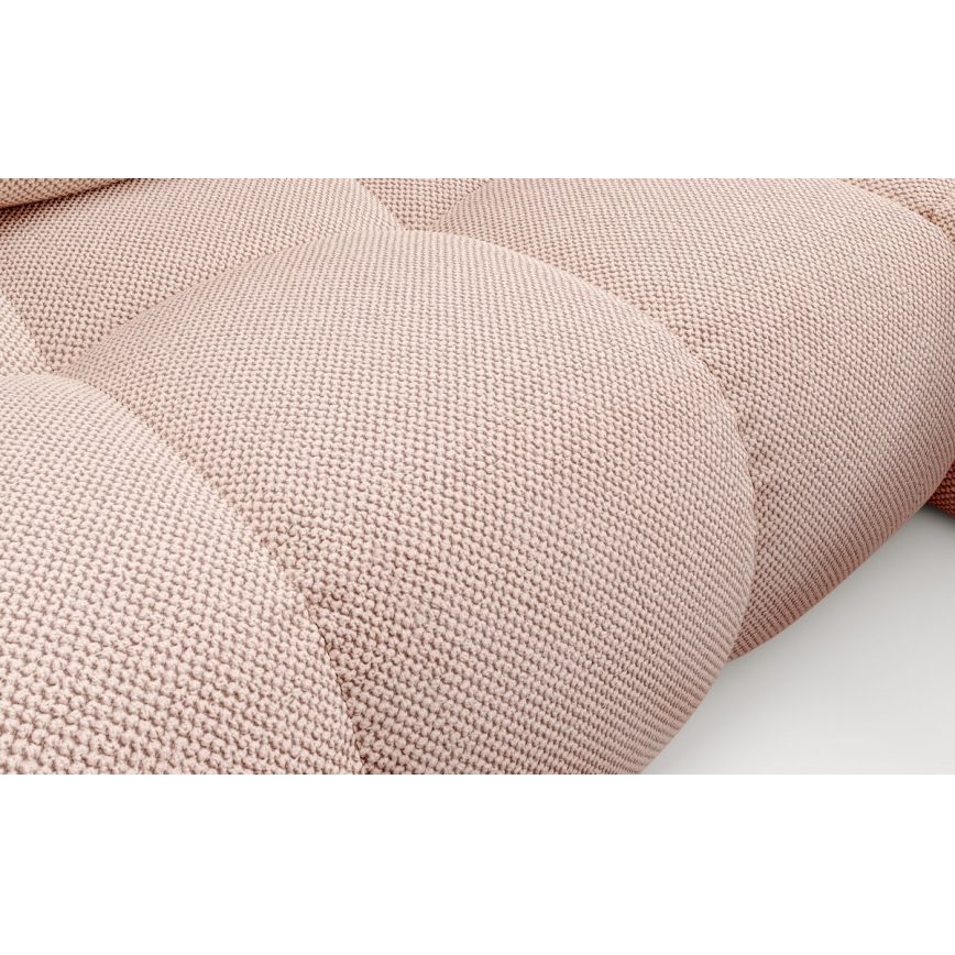 Razvlačna tapecirana kutna garnitura ALMADA u obliku slova L, desna, ružičasta, sa spremištem