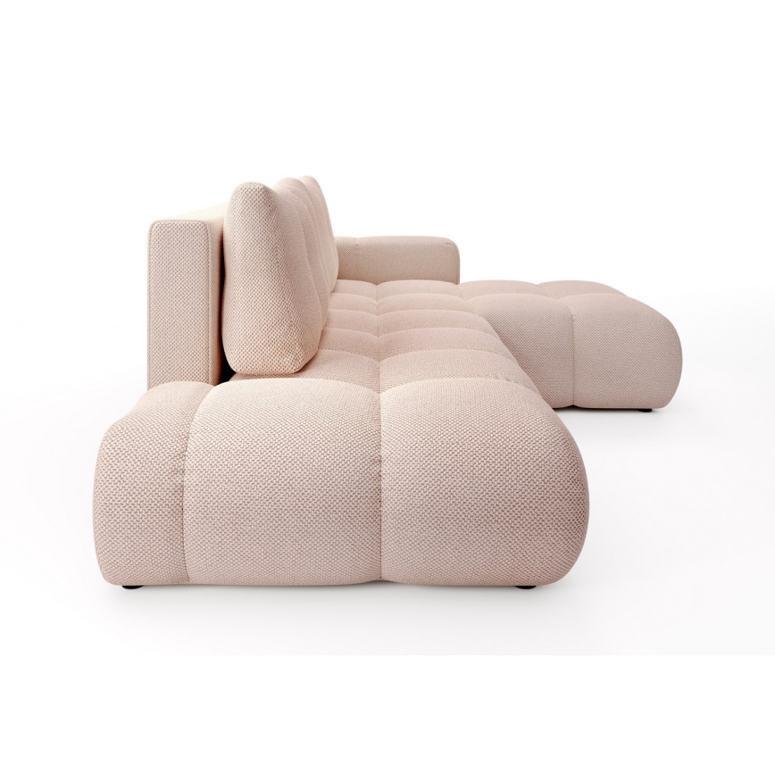 Razvlačna tapecirana kutna garnitura ALMADA u obliku slova L, desna, ružičasta, sa spremištem