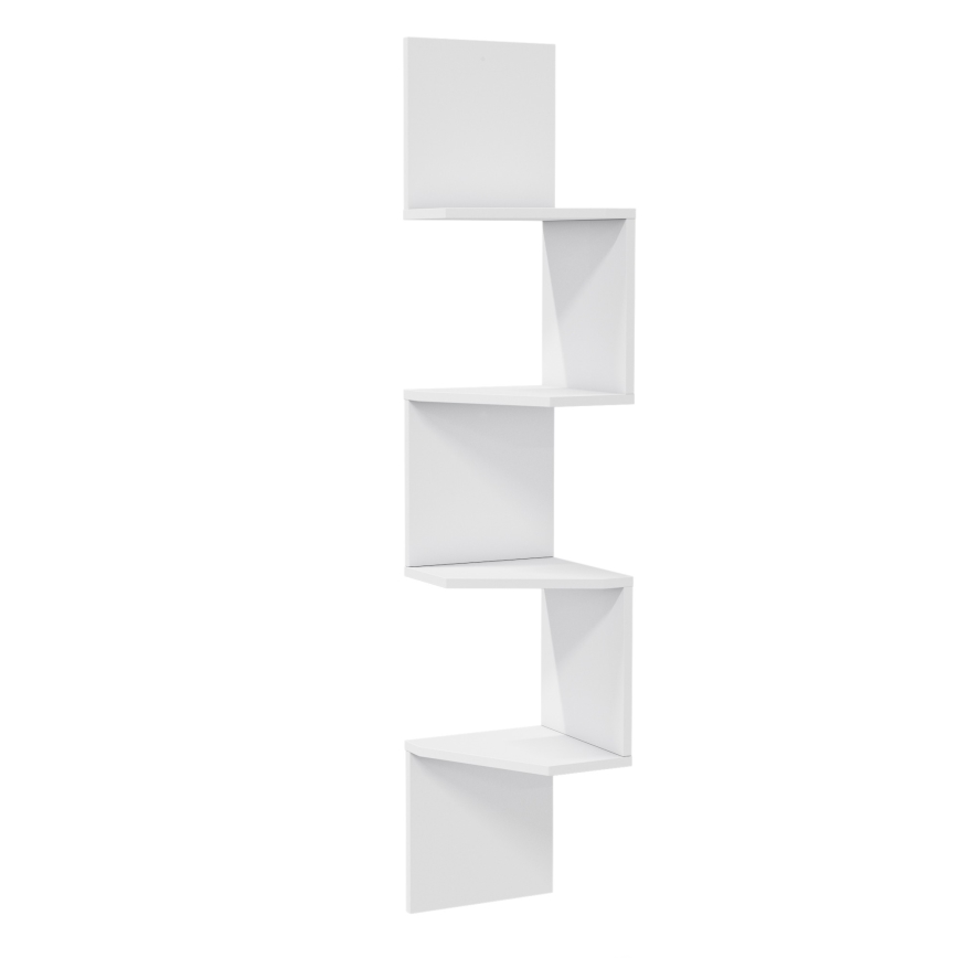 Kutna zidna polica DESALDO 155,2x29,6 cm bijela