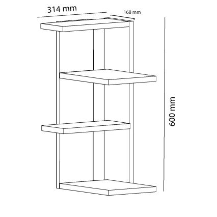 Kutna zidna polica  MILANO 60x31,4 cm bijela