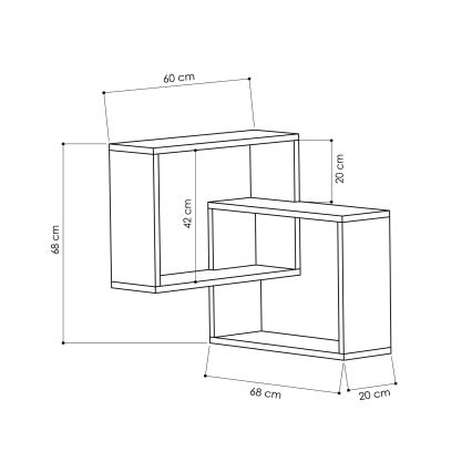 Kutna zidna polica RING 68x68 cm bijela/antracit