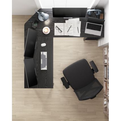 Kutni pisaći stol SOLEA, crne boje