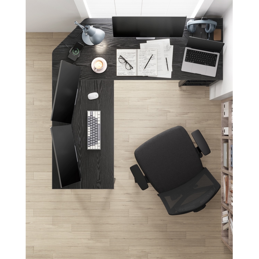 Kutni pisaći stol SOLEA, crne boje