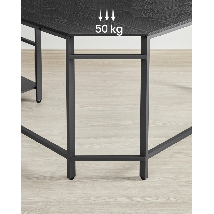 Kutni pisaći stol SOLEA, crne boje