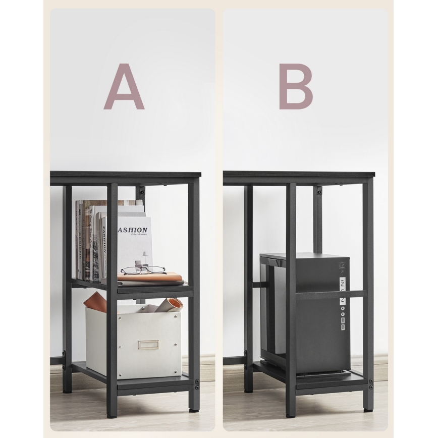 Kutni pisaći stol SOLEA, crne boje